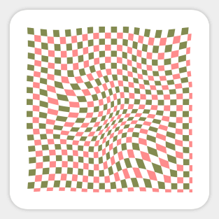 Pink and Green Checkers Sticker